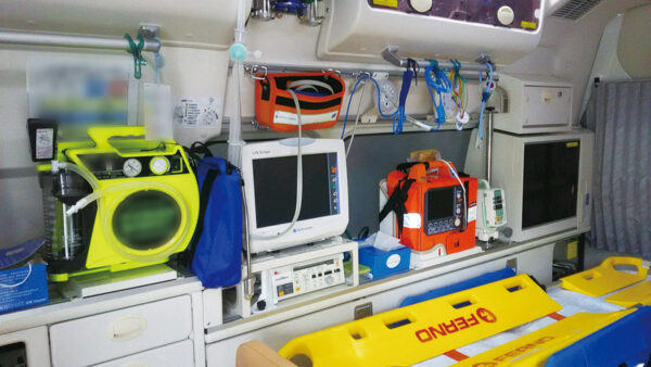 Medical equipment in an ambulance